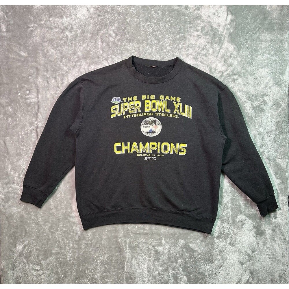 NFL Black Sweatshirt Men’s Sz XL Pullover Super Bowl 43 Champions Steelers